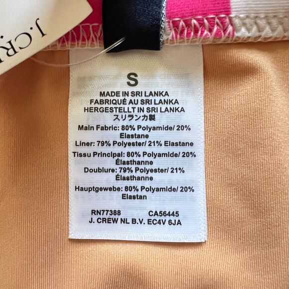 NWT J.Crew Factory Striped Mid-Rise Bikini Bottom Women's Size S Pink/White - Picture 4 of 7